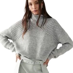 FREE PEOPLE Bradley Pullover in Light Grey Heather Size LARGE